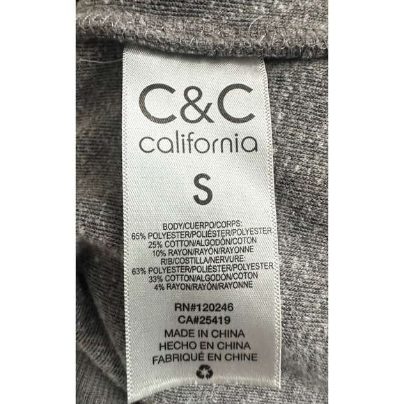 C&C California Grey Cozy Fleece Cardigan Shawl Collar Open Front Women's Size S - Picture 4 of 4